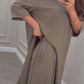 Solid Color Irregular Top & Wide-Leg Pants 2-PCS Set