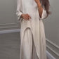 Solid Color Irregular Top & Wide-Leg Pants 2-PCS Set
