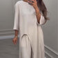 Solid Color Irregular Top & Wide-Leg Pants 2-PCS Set
