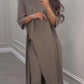 Solid Color Irregular Top & Wide-Leg Pants 2-PCS Set