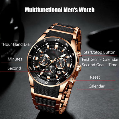Multifunctioneel herenhorloge met waterdicht uurwerk