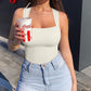 🩱Sexy Geribbelde Strappy Vierkante Hals Mouwloze Buikcontrole Tanktops Bodysuits