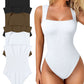 🩱Sexy Geribbelde Strappy Vierkante Hals Mouwloze Buikcontrole Tanktops Bodysuits