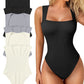 🩱Sexy Geribbelde Strappy Vierkante Hals Mouwloze Buikcontrole Tanktops Bodysuits