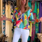Casual, trendy V-hals top met print voor dames