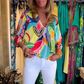 Casual, trendy V-hals top met print voor dames