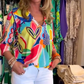 Casual, trendy V-hals top met print voor dames