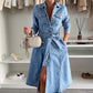 💥Uitverkoop 50% korting🌸Vrouwen Overhemdkraag Lange Mouw Jurk