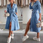 💥Uitverkoop 50% korting🌸Vrouwen Overhemdkraag Lange Mouw Jurk