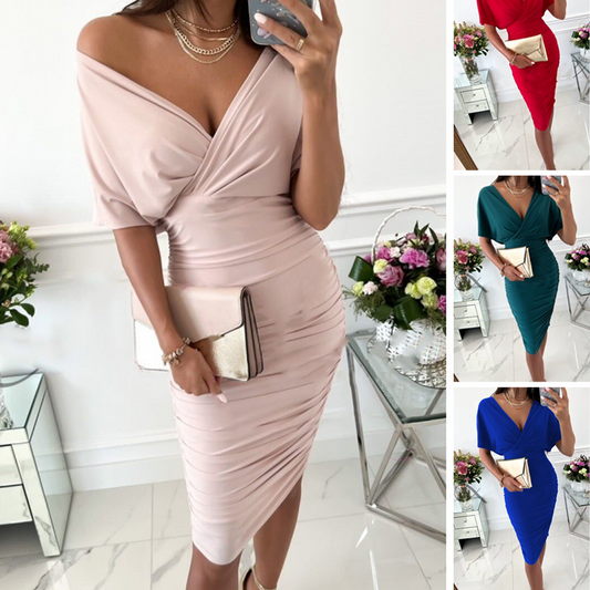 Sexy bodyconjurk met ruches en V-hals voor dames