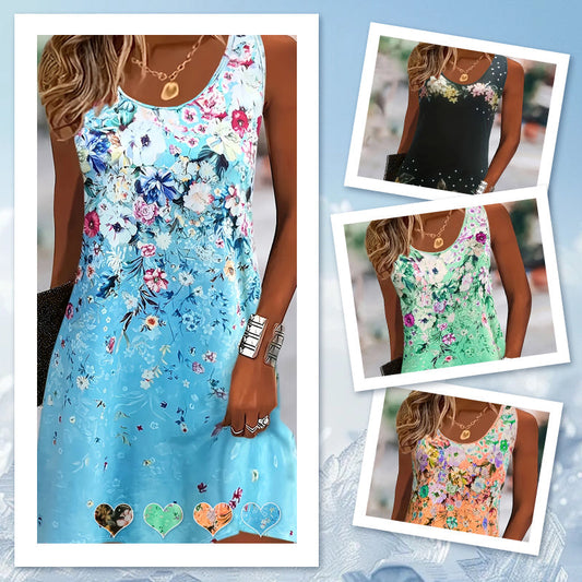 Mouwloze Zomerjurk voor Dames met Bloemenprint