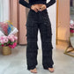 ⏳Tijdelijke aanbieding⏰Dames wijde broek met zakken en strass steentjes
