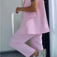 Dames Stylish Mouwloze Blazer & Hoog Getailleerde Broek Set