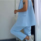 Dames Stylish Mouwloze Blazer & Hoog Getailleerde Broek Set
