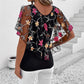 🔥🔥Damestop met print van mesh en patchwork