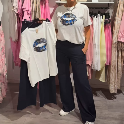 ⏳Tijdelijke aanbieding⏰Damesset met print, top en broek, 2-delig
