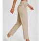 Hoge elastische broek voor dames met zakken met ritssluiting
