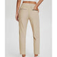 Hoge elastische broek voor dames met zakken met ritssluiting