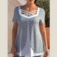 🌞Zomeruitverkoop 50% KORTING🔥Stijlvolle top met V-hals en korte mouwen en kruishals