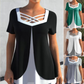 🌞Zomeruitverkoop 50% KORTING🔥Stijlvolle top met V-hals en korte mouwen en kruishals