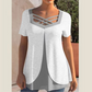 🌞Zomeruitverkoop 50% KORTING🔥Stijlvolle top met V-hals en korte mouwen en kruishals