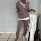 Casual dames tweedelige: top met V-hals en broek
