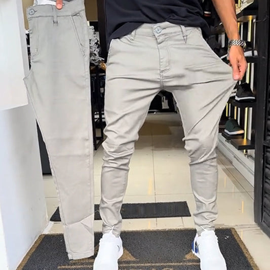 Heren slim-fit casual effen broek