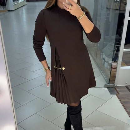 🌟 Elegante Geplooide Jurk met Lange Mouwen - Verfijnde Stijl voor Elke Gelegenheid! 👗
