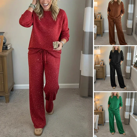 Dames Glitter 2-delige Set: Sweatshirt & Broek