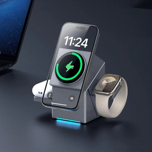 🎉Nieuwjaars Cadeau 50% KORTING!🔋3-in-1 Opvouwbaar Magnetisch Draadloos Laadstation – Snel Opladen Telefoon/Smartwatch/Oordopjes: Compact & Veilig!