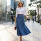 👗Dames maxi-rok van denim met hoge taille en A-lijn model – flatterende pasvorm, rekbaar comfort en veelzijdige stijl 👖