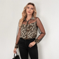 👚51% KORTING! 🐆 Damesblouse met luipaardprint en contrasterend mesh – Lange mouwen, aansluitend model en perfect voor zowel kantoor als avondje uit ✨