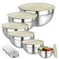 🥣 304 Stainless Steel Mixing Bowl Set with Airtight Lids & Grater Attachments 🔪✨
