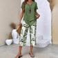 💙Casual Round Neck Layered Tunic Top and Wide Leg Pants Set