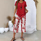 💙Casual Round Neck Layered Tunic Top and Wide Leg Pants Set