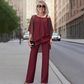 ⏳Limitiertes 50 % Rabatt⏰Unregelmäßiges Chiffon-Oberteil für Damen ＆ Weite Hose 2-teiliges Set👚👖