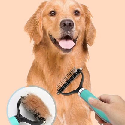 🐾 50% KORTING! 🧹 Dubbelzijdige vachtverzorgingsborstel voor huisdieren – Verwijdert losse haren effectief, zachte borstelharen & perfect voor honden en katten 🐶