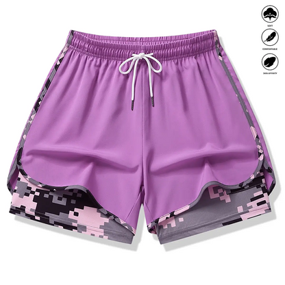 Koop 2, Krijg 1 GRATIS — Derde artikel cadeau! ⚡50% OP 2-IN-1 ATHLETIC SHORTS💎Ademende stof, camo-voering & zakken voor dames🏃‍♀️✨