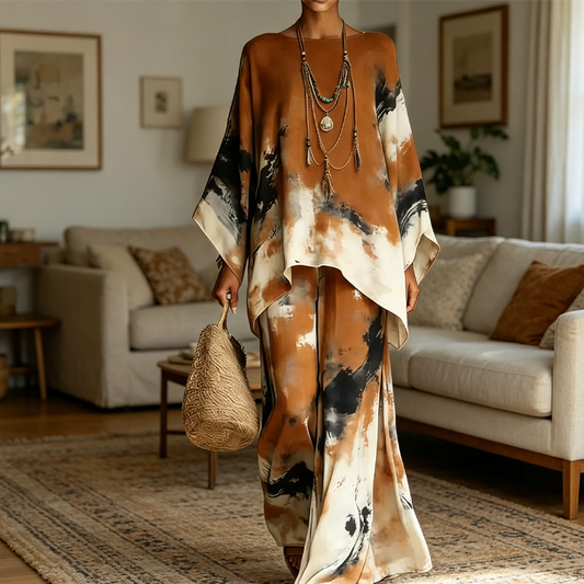 🥳HETE UITVERKOOP 2026🥳💞Meer dan 50K+ verkocht! Abstracte print, wijde broek en top set