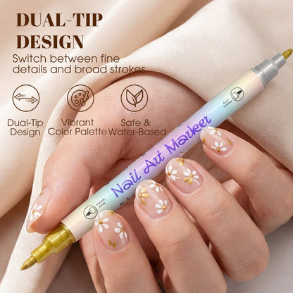 🥳HETE UITVERKOOP 2026🥳💞Meer dan 50k+ verkocht!✨Nail Art Stiften Set met Dubbele Punt | Professionele Pennen voor Nagelkunst