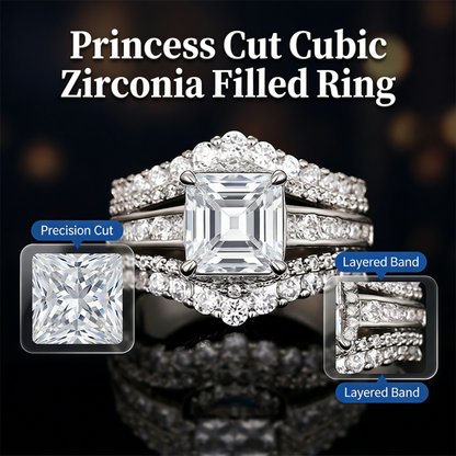 💍 Ring met prinsessen geslepen zirkonia’s