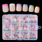 ✨ French Press-On Nails Set – Glossy volledige dekking kunstnagels met jelly-lijm & nagelvijl | Afneembaar & herbruikbaar manicureset voor vrouwen 💅
