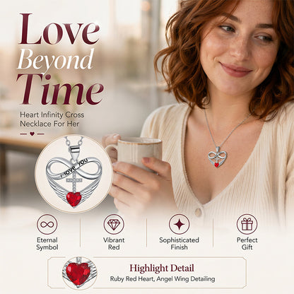 🎉 2026 Sale — Over 36,000 Sold! 💖 Infinity Heart Cross Necklace with Wing Pendant – Faith & Eternal Love ✨