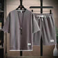 Tweedelige Set van Wafelstof | T-shirt met Korte Mouwen en Short