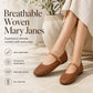 Dames Gevlochten Ballerina's Opengewerkt Ademend Mary Jane Schoenen