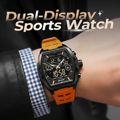 ⌚ Heren Dubbele Display Sportwatch – Analoog-Digitale Horloge Met Verlichte Wijzerplaat