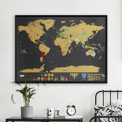 🌍 Krasbare wereldkaart-reisdagboek | Kras je reisroutes open, stijlvolle wanddecoratie & het perfecte cadeau voor wereldreizigers!