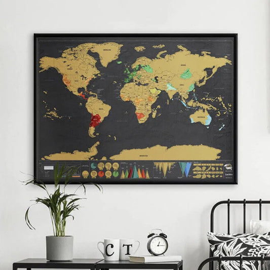 🌍 Krasbare wereldkaart-reisdagboek | Kras je reisroutes open, stijlvolle wanddecoratie & het perfecte cadeau voor wereldreizigers!