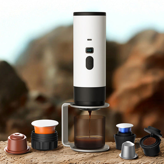 ⏳ Tijdelijke aanbieding⏳ Draagbare espressomachine – digitaal display, oplaadbaar via Type-C, reservoir van 90 ml en kopje van 120 ml. Geniet overal van verse, hete koffie! 🛡️💪