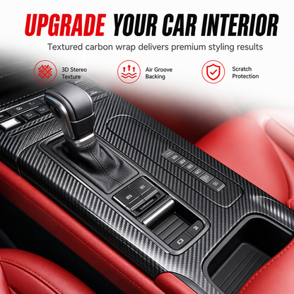 🚗Zelfklevende Carbonlook Interieurfolie  – 3D/6D Reliëf met Zelfklevende Montage – Ideaal voor Gladde Interieurpanelen & Decoratieve Oppervlakken ⚡
